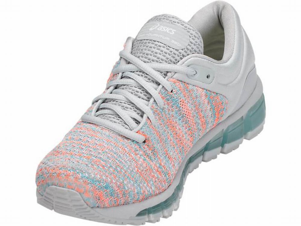 Baskets Asics GEL-Quantum 360 Knit Femme Orange Grise Bleu | JDK-527143