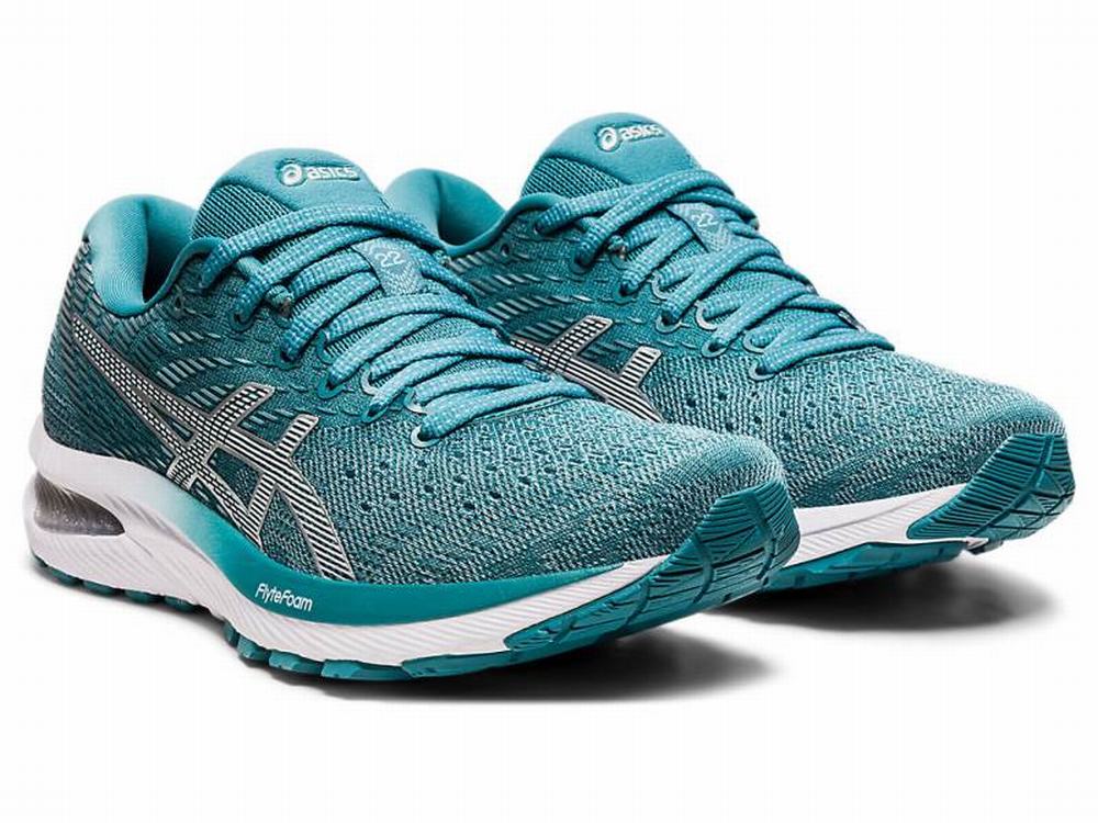 Chaussures Running Asics GEL-CUMULUS 22 Femme Blanche Bleu | GTF-167350