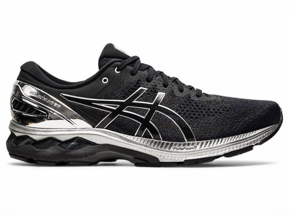 Chaussures Running Asics GEL-KAYANO 27 PLATINUM Homme Noir Argent | PHW-734921