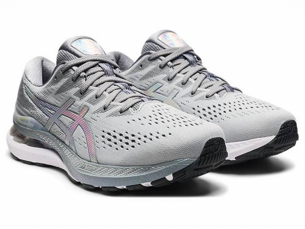 Chaussures Running Asics GEL-KAYANO 28 PLATINUM Homme Blanche Grise | AXS-016325