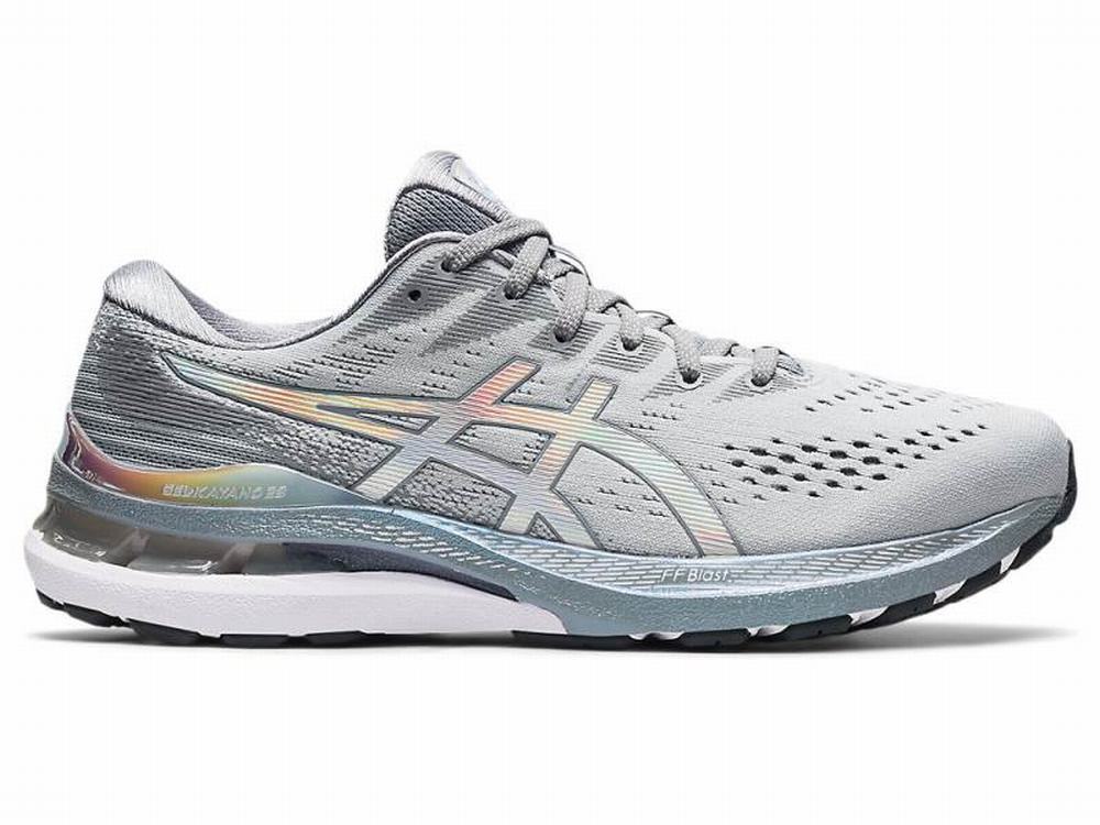 Chaussures Running Asics GEL-KAYANO 28 PLATINUM Homme Blanche Grise | AXS-016325