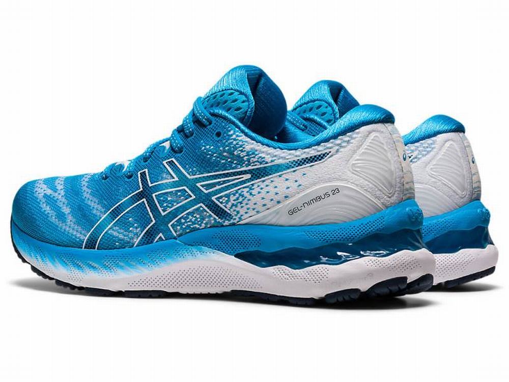 Chaussures Running Asics GEL-NIMBUS 23 Femme Blanche Turquoise Clair | OBL-759102