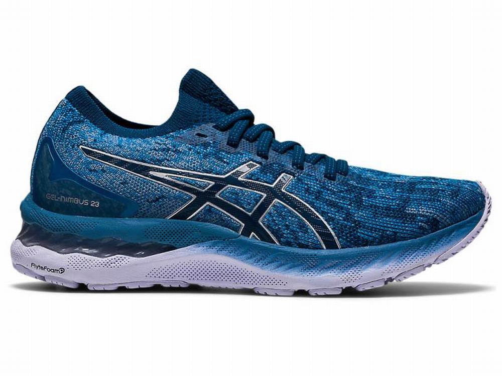 Chaussures Running Asics GEL-NIMBUS 23 KNIT Femme Grise Bleu | SHQ-396804