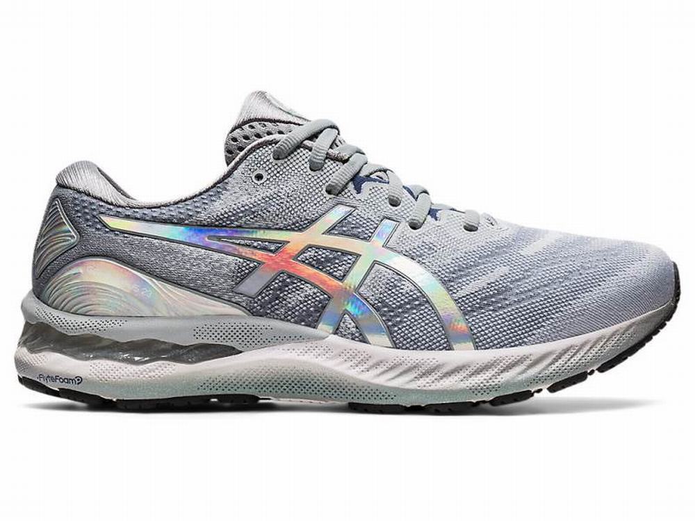 Chaussures Running Asics GEL-NIMBUS 23 PLATINUM Homme Blanche Grise | FGS-069783