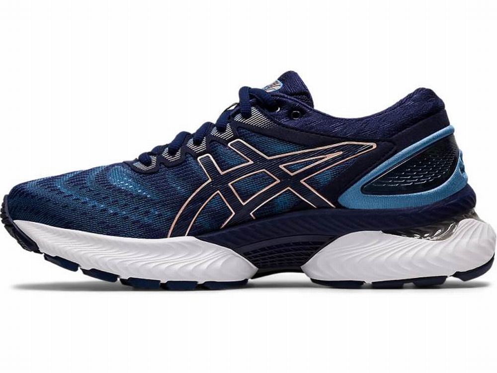 Chaussures Running Asics GEL-Nimbus 22 (D) Femme Grise Bleu Marine | KNB-586093