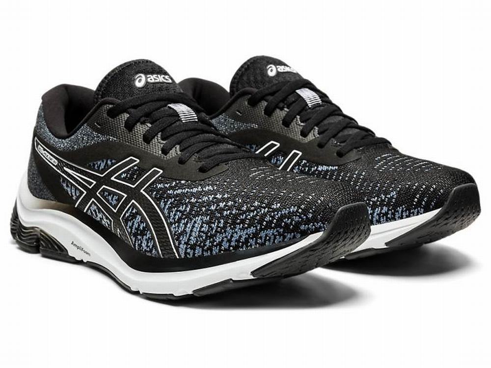 Chaussures Running Asics GEL-PULSE 12 Knit Homme Noir Blanche | VHE-352017