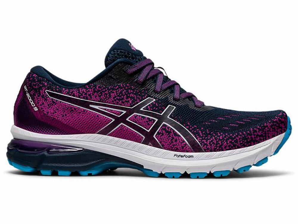 Chaussures Running Asics GT-2000 9 KNIT Femme Blanche Bleu | FIO-436259