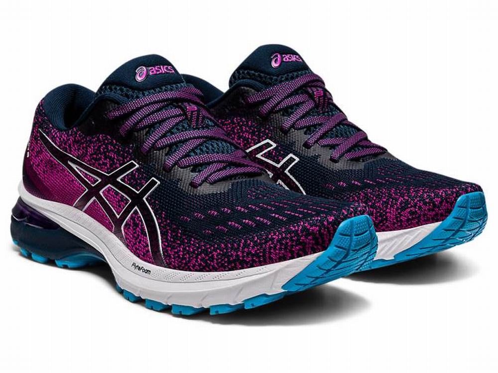 Chaussures Running Asics GT-2000 9 KNIT Femme Blanche Bleu | FIO-436259