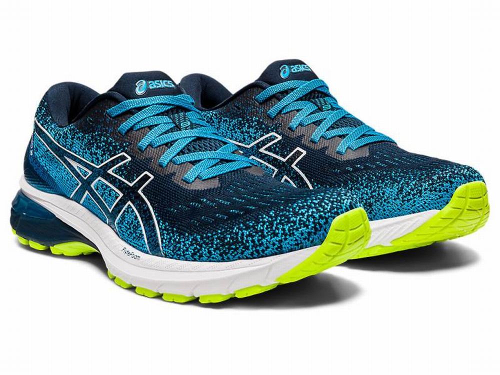 Chaussures Running Asics GT-2000 9 KNIT Homme Blanche Bleu | RHX-542897