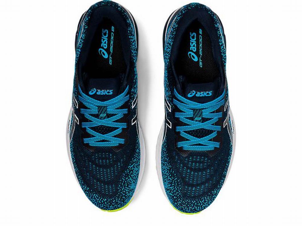 Chaussures Running Asics GT-2000 9 KNIT Homme Blanche Bleu | RHX-542897