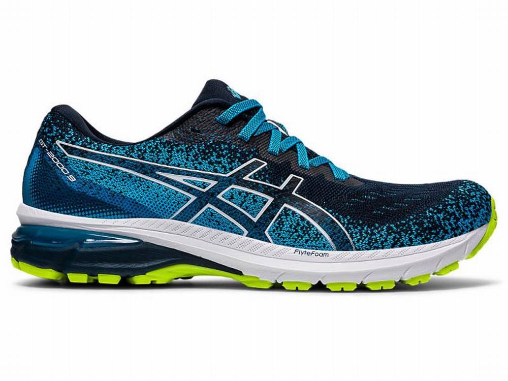 Chaussures Running Asics GT-2000 9 KNIT Homme Blanche Bleu | RHX-542897