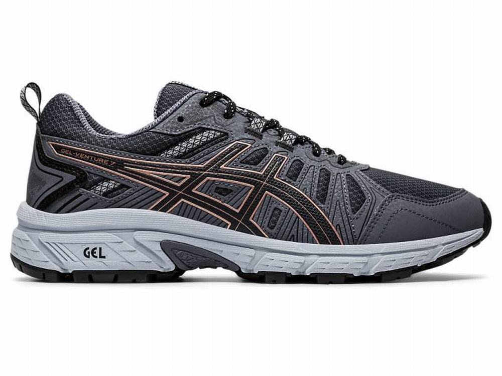 Chaussures Trail Asics GEL-VENTURE 7 Femme Grise Foncé Rose Grise Doré | TOC-753610