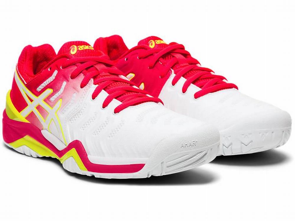 Chaussures de Tennis Asics GEL-RESOLUTION 7 Femme Blanche Rose | IWA-613840