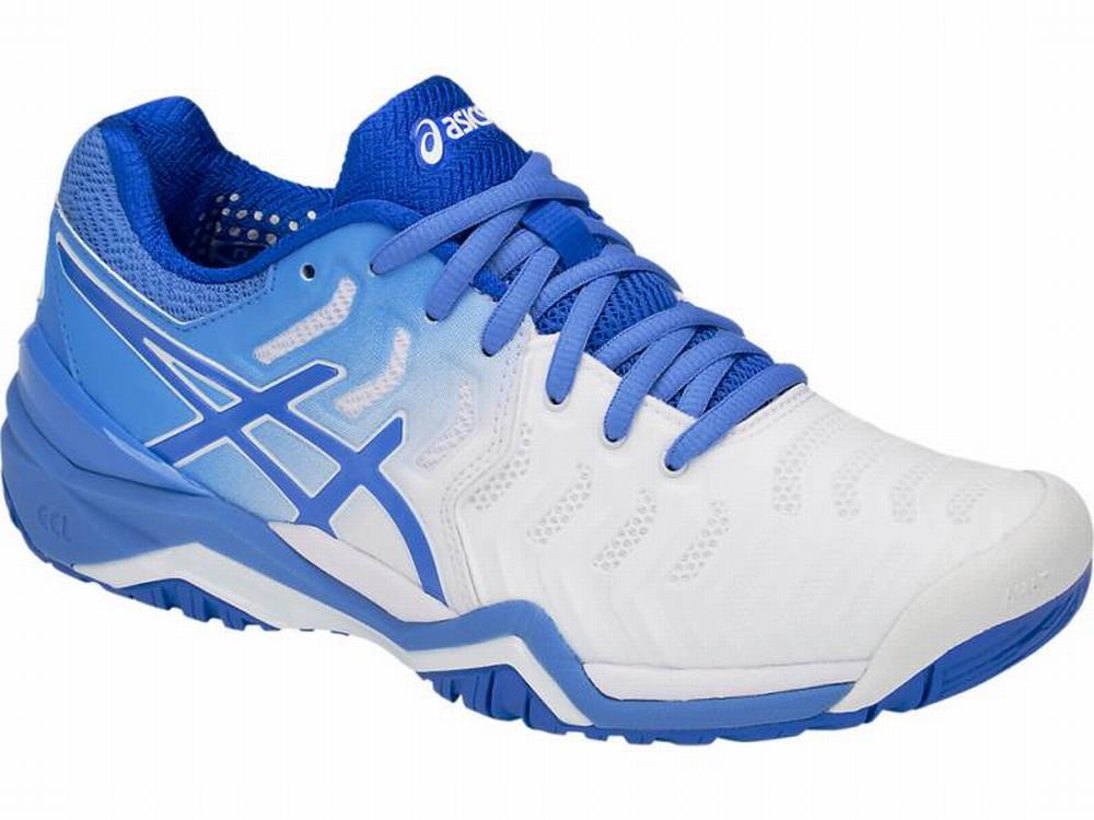 Chaussures de Tennis Asics GEL-RESOLUTION 7 Femme Blanche Bleu | JVX-491635