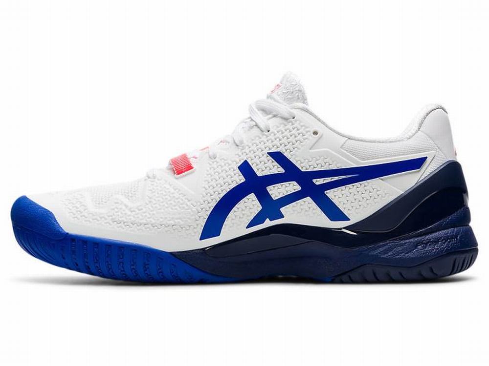 Chaussures de Tennis Asics GEL-RESOLUTION 8 (D) Femme Blanche Bleu | OWQ-310674