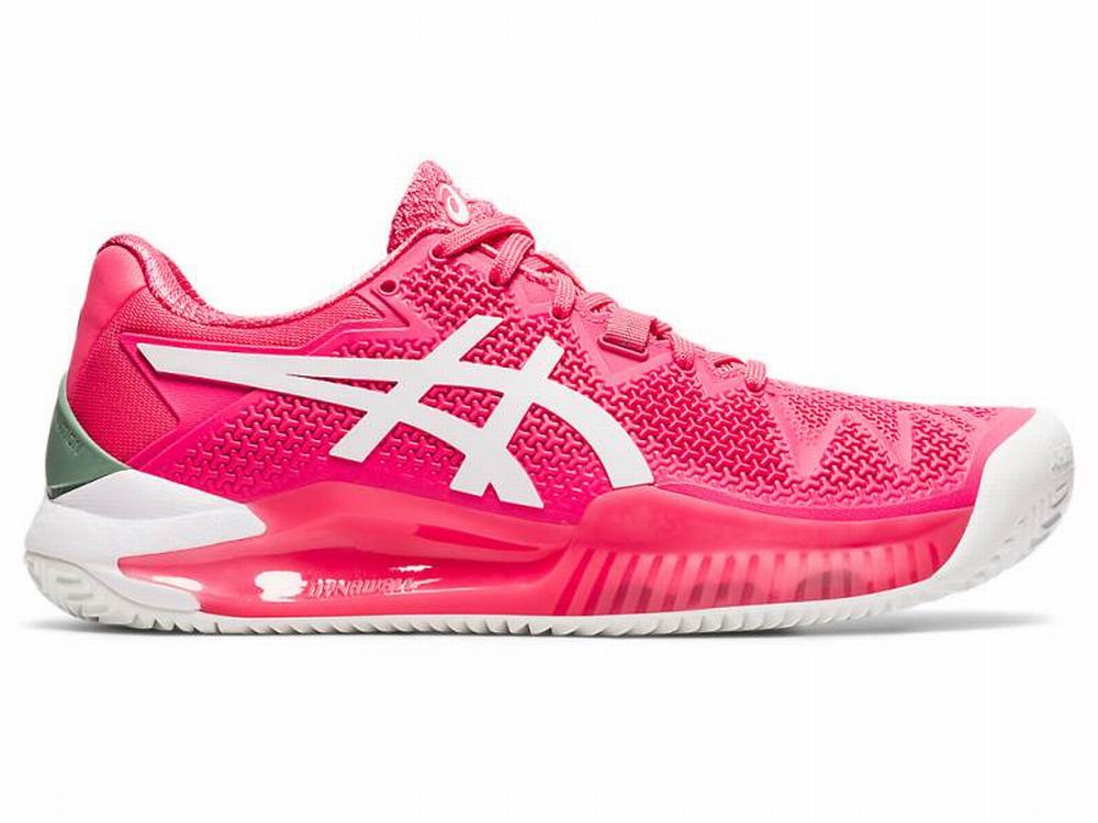 Chaussures de Tennis Asics GEL-RESOLUTION 8 CLAY Femme Rose Blanche | QZC-392451