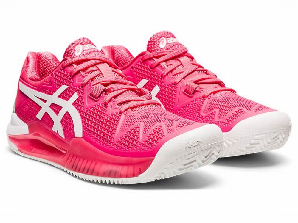 Chaussures de Tennis Asics GEL-RESOLUTION 8 CLAY Femme Rose Blanche | QZC-392451