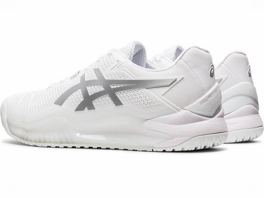 Chaussures de Tennis Asics GEL-Resolution 8 Homme Blanche Argent | GZS-910564