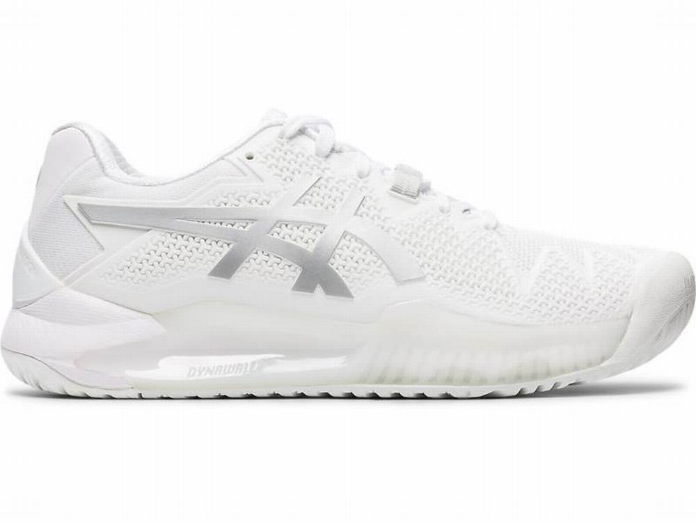 Chaussures de Tennis Asics GEL-Resolution 8 Femme Blanche Argent | WSH-254697