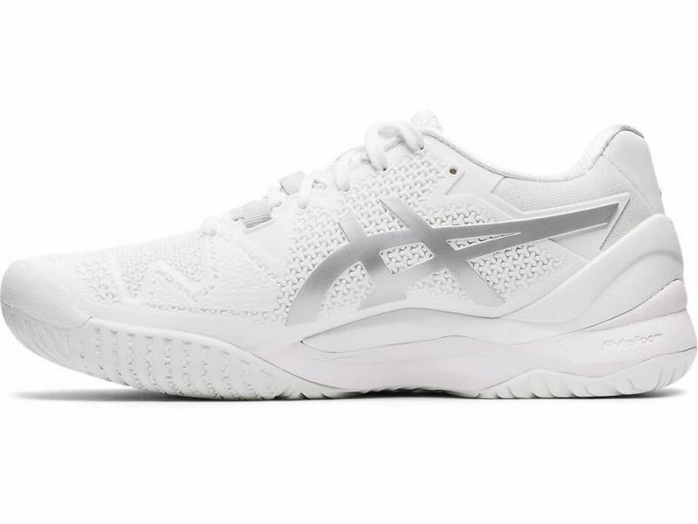 Chaussures de Tennis Asics GEL-Resolution 8 Femme Blanche Argent | WSH-254697