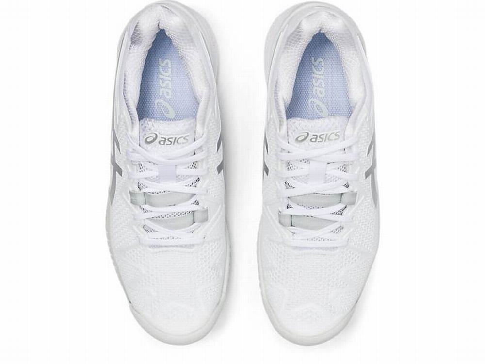 Chaussures de Tennis Asics GEL-Resolution 8 Femme Blanche Argent | WSH-254697